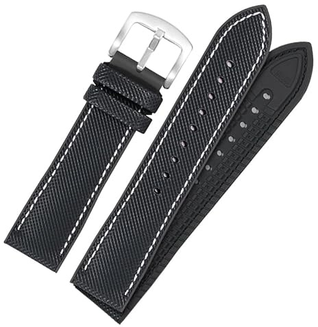 YOLIONU Nylon-Gummi-Uhrenarmband mit Dornschließe für Omega Speedmaster Dark Side Moon Apollo 8 Seamaster Silikonarmband(Blackbws,22mm)