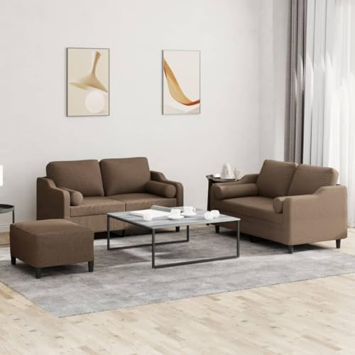 ROMHZKS Sofa Garnitur mit Hocker L-Form Eckcouch Wohnzimmer Sitzgruppe Stoffbezug Grau Bequem Modern