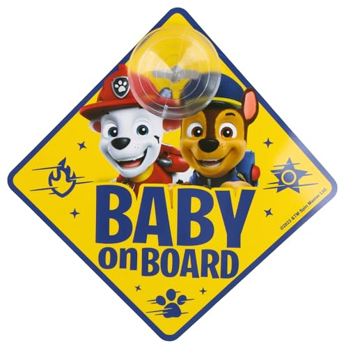 PAW Patrol Marshall & Chase Baby-on-Board-Autoschild mit Saugnapf (PAW Patrol Marshall)