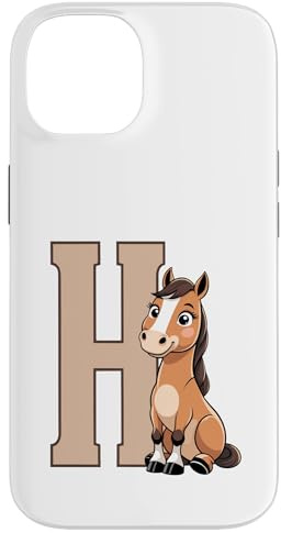 Hülle für iPhone 14 Alphabet Buchstabe H mit Pferde Tierporträt