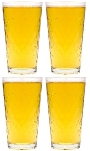Flaschenland Trinkglas 500 ml gerippt im 4er Set aus Klarglas für Apfelwein | für Apfelwein, für Longdrinks, für Wasser, für Wein