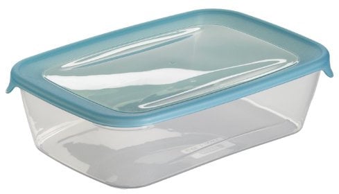 CURVER | Boite hermétique Fresh'n Go rectangulaire 2L, Transparent/Bleu, Foodkeepers OPP, 25,6x16,7x7,2 cm