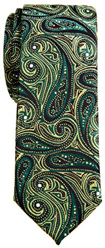 Retreez Herren Schmale Gewebte Krawatte Elegante Paisley Kunst Muster 5 cm - grün