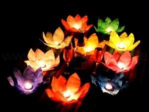 10 x Wasserlaterne Wasserlampion mit Teelicht Papierlaterne Lotusblüte Blütenteelicht 29 cm