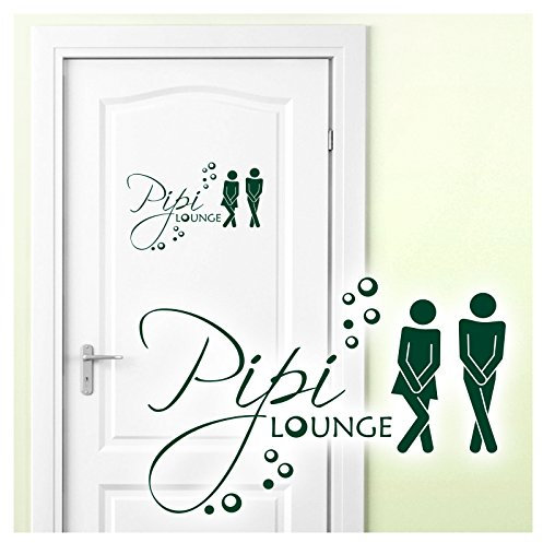Grandora Wandtattoo Sprüche PIPI Lounge Mann Frau I dunkelgrün 27 x 18 cm I WC Türaufkleber Piktogramm Bad Badezimmer Wandaufkleber Wandsticker W755