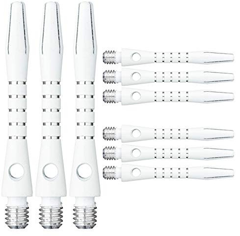 RED DRAGON DRX Coated Aluminium Short White Dart Stems (Shafts) - 2 Sets per Pack (6 Stems in total)