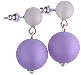 Polaris Ohrstecker Rosanna, 8mm und 14mm original Polarisperlen in hellgrau und lila, handgefertigt von Adi-Modeschmuck in Berlin