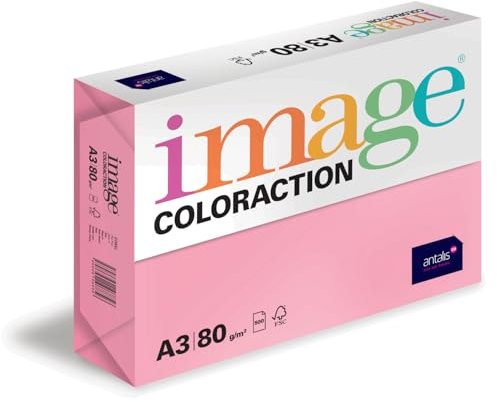 Image Coloraction Coral - farbiges Kopierpapier - DIN A3, 297 x 420 mm, 80 g/m² - buntes, holzfreies Druckerpapier für Kopierer - 500 Blatt - Rosa