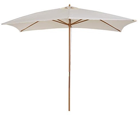 Outsunny Sombrilla de Jardín 2x3x2,5 m Parasol de Jardín de Madera con Techo de Ventilación y Manivela Impermeable para Terraza Balcón Exterior Crema