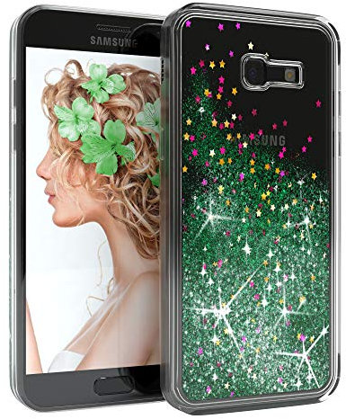 EAZY CASE Hülle kompatibel mit Samsung Galaxy A5 (2017) Schutzhülle mit Flüssig-Glitzer, Handyhülle, Schutzhülle, Back Cover mit Glitter Flüssigkeit, aus TPU/Silikon, Transparent/Durchsichtig, Grün