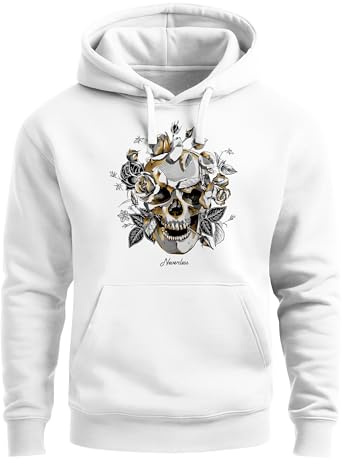 Neverless® Hoodie Herren Totenkopf Rosen Skull Roses Schädel Kapuzen-Pullover Männer
