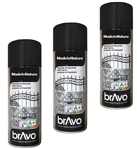 MadeInNature Lot de 6 bombes de peinture noire effet métal - Aérosol NESPOLI 400ml (6, 180201)