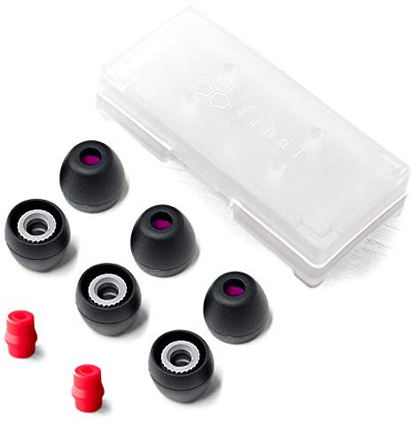 Final Audio Ohrstöpsel-Set Typ E, mit Hülle und Düsenadapter, passend für 1More, AKG, Audio-Technica, Beats by Dre, Campfire Audio, Empire Ears, Shure, Sony, Westone, Schwarz Rot X-Small + Schwarz/Rot
