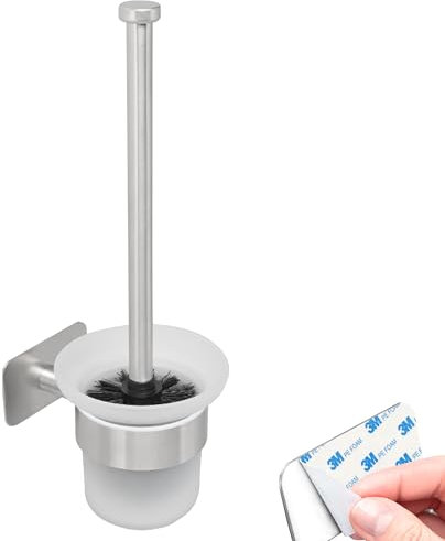 bremermann Bad-Serie Piazza Tape WC-Garnitur selbstklebend Glas & Edelstahl, matt kein Bohren 3M Klebebefestigung