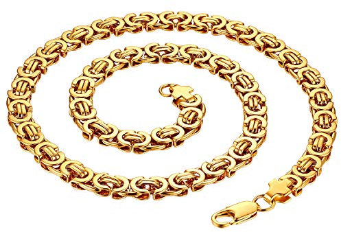 Cupimatch Herren Halskette Königskette Edelstahl 9MM Biker Link Kette für Männer Gold 22 Zoll