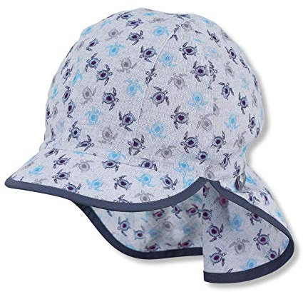 Sterntaler Baby-Jungen m 1612134 Schirmmütze mit Nackenschutz, blau, 49