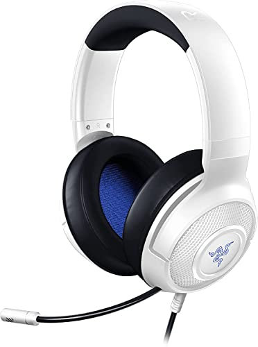 Razer Kraken X für Konsolen - Kabelgebundenes Konsolen-Gaming-Headset (Biegsames Cardiod-Mikrofon, 40-mm-Treiber, 3,5-mm-Anschluss, Ovale Ohrpolster, Verstellbarer Kopfbügel) Playstation Weiß