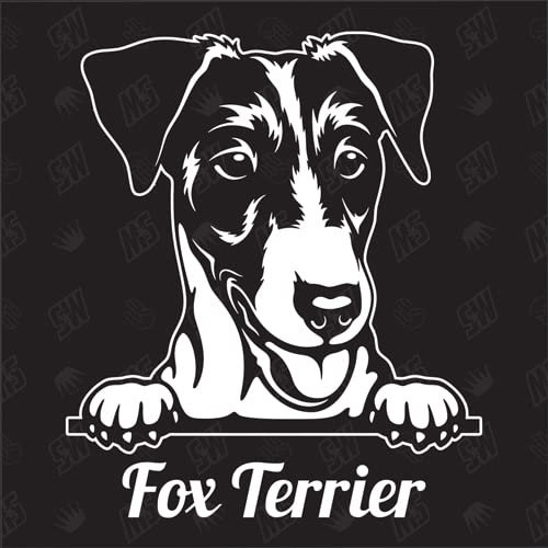 speedwerk-motorwear Fox Terrier Version 3 - Sticker, Aufkleber, Hundeaufkleber, Autoaufkleber, Hund, Auto, Hunderassen, Mischling, Mix, Tiere, Haustier (AUCH MIT Wunschname MÖGLICH)