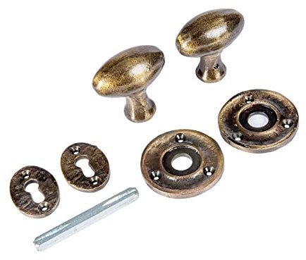 Hammer and Tongs - Oval Rim & Mortice Door Knob - W60mm - Brass