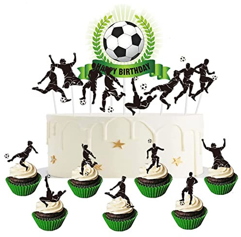 Football Cake Toppers for Boys,17P Football Player Happy Birthday Cake Toppers,Boys Football Birthday Cake Decorations,Soccer Cupcake Toppers for Kids Men Sports Theme Birthday Football Party Supplies