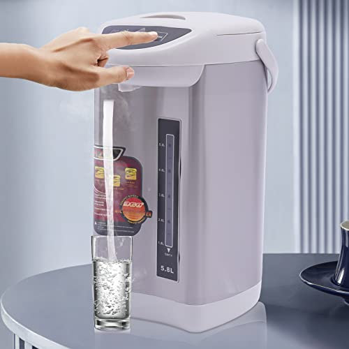 KOLHGNSE Dispensador de agua caliente de acero inoxidable de 4 l, hervidor de agua de 750 W, termo, control de botones, tanque de agua, termopot eléctrico para el hogar, escuela, oficina, hotel (gris)