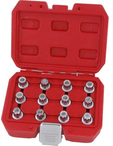 Neilsen CT4227 12pc Locking Wheel Nut Key Set Multi Spline and Ribe Bits Compatible with VAG Vehicles B51–B62 for Use with 17mm Wheel Nut Socket