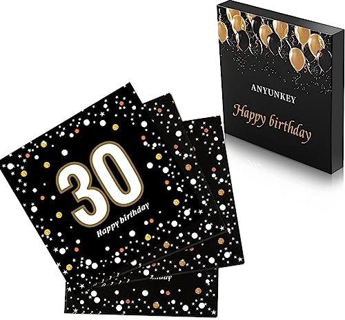 Servietten 30. geburtstag 20 Stück,geburtstagsservietten,3-lagig, partyzubehör,tischdeko,33x33cm,Tischdekoration,happy birthday Papierservietten für männer und frauen