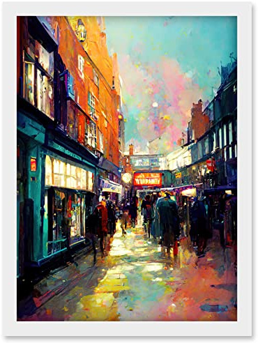 Doppelganger33 LTD Carnaby Street London Bright Acrylic Painting Artwork Framed Wall Art Print A4