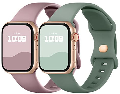 Adepoy 2 Pack Strap Compatible with Apple Watch Straps 49mm 46mm 45mm 44mm 42mm 41mm 40mm 38mm, Soft Silicone Sport Band with Classic Clasp for iWatch Series 10 9 8 Ultra SE 7 6 5 4 3 2 1 Ultra 2