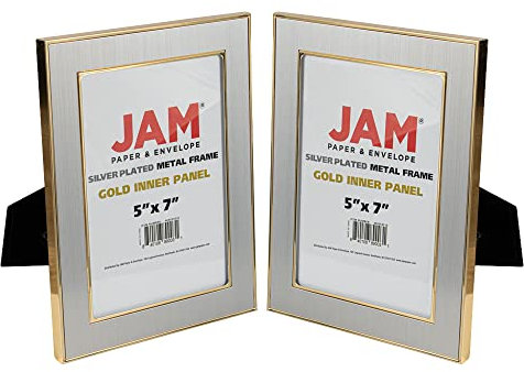 JAM Paper Bilderrahmen, versilbert, Metall, 12,7 x 17,8 cm, goldfarben, 2 Stück