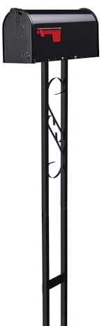 Architectural Mailboxes Mailbox-to-Go Weather-Resistant Steel Metal Mail Box for Outside with Post, Black, Medium Curbside Mailbox, USPS Approved for Residential Delivery