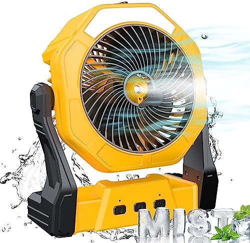Ausic Portable Misting fan, 8-Inch Cooling Mist Fans, [8-35Hrs] USB Rechargeable Battery Powered Fan with Mister, 250mL Water Tank & LED Lantern, for Home Desk, Bedroom, Office, Outdoor&Indoor Use