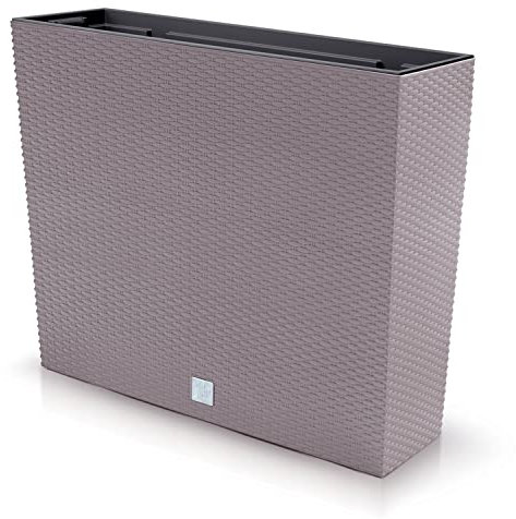Vaso per Fiori piante Rettangolare Rato Case Decorativo in Plastica Alto 50 cm da interno esterno 18x58 cm Rettangolare Mocca Design Moderno 44 Litri