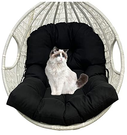 Morbuy Papasansessel Kissen Sitzauflage, Wasserdicht Rundes Dicke Stuhlkissen Bequem & Weich Sitzkissen Hängesessel für Indoor Outdoor Garten Stuhlauflage (90x120CM,Schwarz)