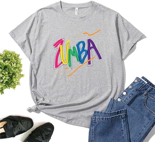 Zumba T-Shirt für Frauen bedrucktes kurzärmeliges lässiges Oberteil für 2023 Zumba Kurse Tanz Fitnesstraining