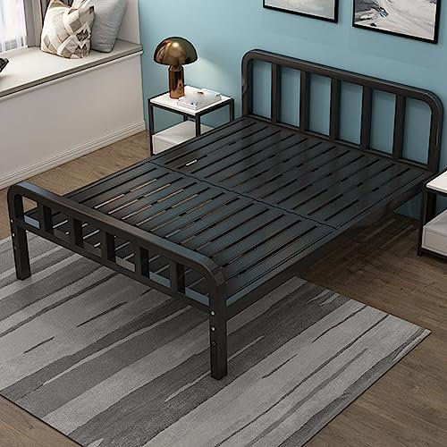 CASEGO Wrought Iron Bed Frame with High Head and High Tail Is Strong, Stable and Durable 1.8 Meters Home Double Bed Frame (black 1.5 * 1.9m)