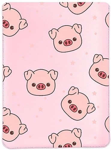 MAYCARI Slim Pink Waterproof Laptop Sleeve Bag 15.6 Inch 16 Inch, Light Weight Fuax Leather Protective Laptop Sleeve Case, Cute Pink Pig Print 15.6 Inch 16 Inch Case for Girls Women Boys