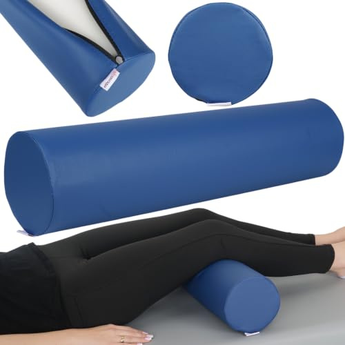 Knierolle Lagerungsrolle 60cm x 12 cm für Therapie und Massage (Blau) | Lagerungskissen mit MDR-Zertifizierung, Knierolle Physiotherapie für Massageliege mit Comfy-Base-Polsterung, (12x60)