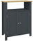 kleankin Mobiletto Bagno a 3 Ripiani in MDF e Truciolato con Ripiano Interno Regolabile e 2 Ante, 60x30x80.5 cm, Grigio e Color Legno