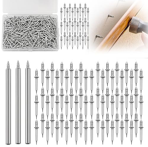 Lot de 500 clous sans couture avec fil de base à double tête pour plinthes sans traces Vis de sécurité invisibles avec un outil de douille spécifique aux ongles