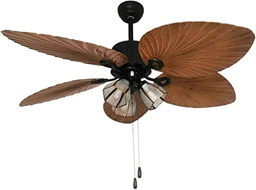 Palm Island Bali Breeze Ceiling Fan with Light Modern Tropical Indoor/Outdoor Ceiling Fan with Lamp Five Palm Leaf Blades with Remote Control/Pull Chain Control Tropical Fan Chandelier (Size : Pull c