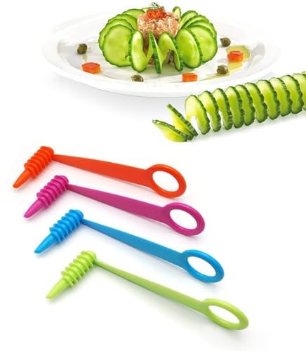 Leddy Living Lot de 4 tailles de légumes en spirale pour légumes à boucle, convient pour fruits et légumes créatifs à torsion, carotte, courgette, concombre, pomme, pomme de terre