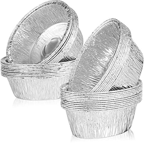 40pcs Small Round Oval Aluminum Foil Dishes for Baking Versatile Pans for Puddings Tarts and Desserts Baking Supplies for Catering and Home Use