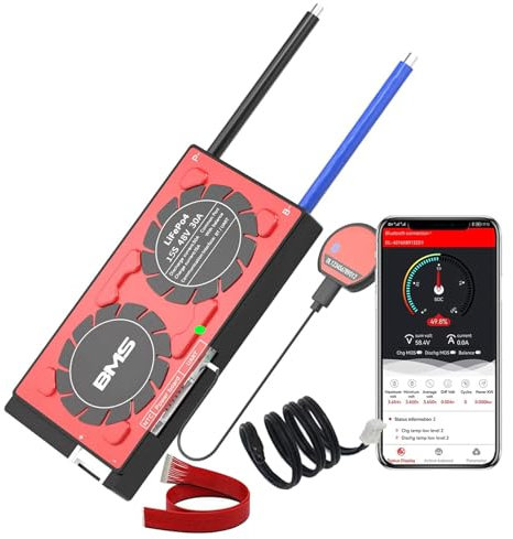 ZTZBFGM Neu 15S 48V 30A Smart BMS Programmierbar Batterieschutzplatine mit Balancer und BT APP/Aktivierungstaste für Lithium Akku LFP Pack Zelle Ladegerät Auto Bootsmotor,30a uart+485+bt+can