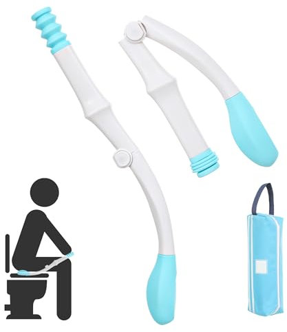 Portable Toilet Aids for Wiping - 15.7” Press to Fold Long Reach Comfort Bottom Buddy Wiping Aid - Travel Butt Wiper for Disabled,Elderly,Pregnant