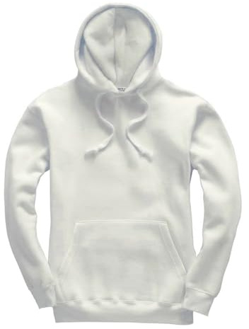 Mellor Design Plain Pullover Hoodie Hooded Top Unisex Mens Ladies Hoody Sweatshirts, Eggshell, M