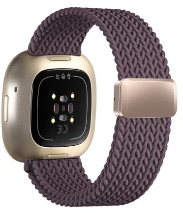 Zythtic Armband Kompatibel Mit Fitbit Versa 3/4, Sense/Sense 2 - Nylon Mit Magnetverschluss, Rauch Violett