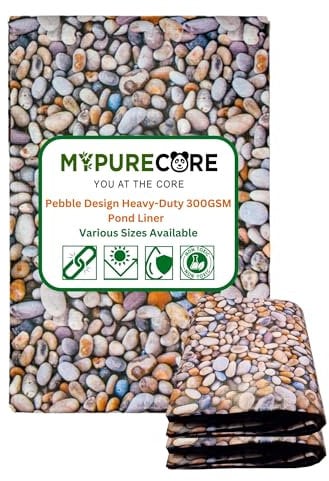 MYPURECORE Heavy-Duty 300GSM Pond Liner - Premium HDPE Liner with Pebble Design for Ponds, Waterfalls & Fountains – UV & Tear Resistant, Ideal for Garden Koi Ponds & Water Features (2.5m x 2.5m)