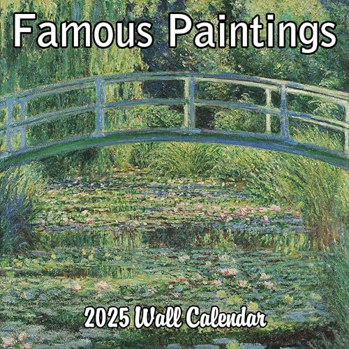 Monatlicher Wandkalender 2025 – Van Gogh, da Vinci, Monet, 30,5 x 61 cm, dickes, stabiles Papier, berühmter Kunstkalender 2024–2025