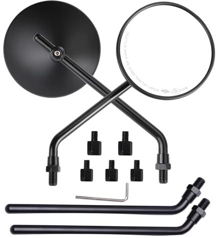 DREAMIZER 3'' Runden Motorrad Spiegel, CNC Rückspiegel Universell mit 8mm 10mm Schrauben, Kompatibel mit Harley Sportster 883 1200 Softail Dyna Cafe Racer Cruiser Chopper Bobber Scooter E-Scooters